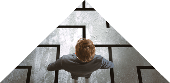 Businessman has to exit from a difficult maze 