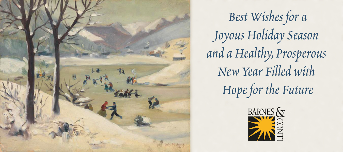 Image: Skating Scene by Lois Mailou Jones, Holiday Greeting from Barnes & Conti