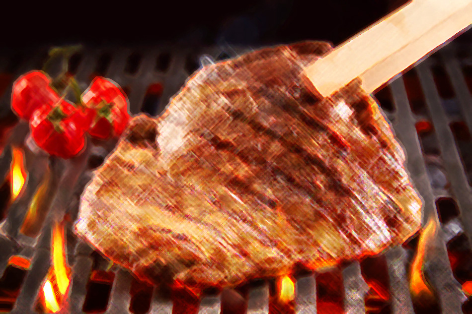 Marinated  steak on the grill