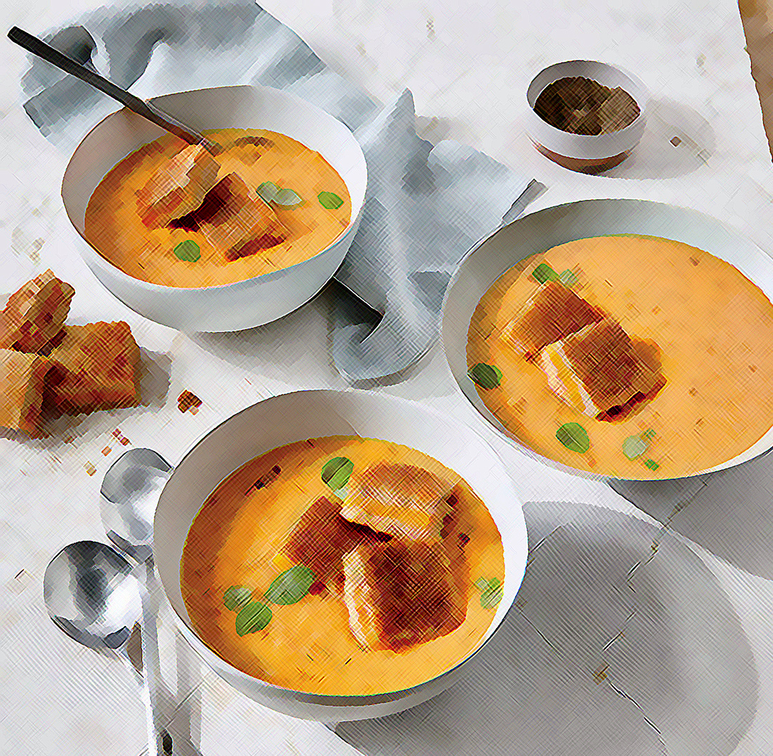 Image: Tomato Soup with Grilled Cheese Croutons