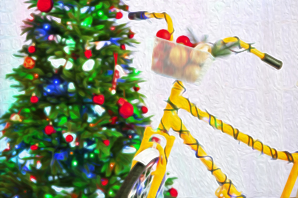 Image: Bicycle by Christmas Tree